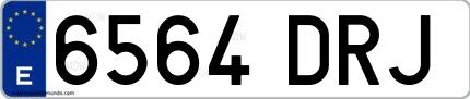 Ejemplo de matrícula española 6564 DRJ