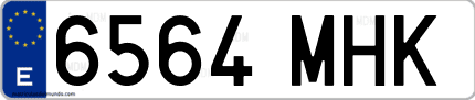 Ejemplo de matrícula de coche ordinaria 6564 MHK