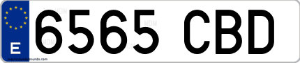 Ejemplo de matrícula de coche ordinaria 6565 CBD