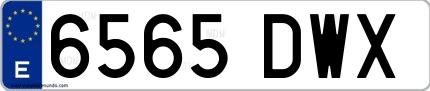 Ejemplo de matrícula española 6565 DWX