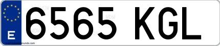 Ejemplo de matrícula española 6565 KGL