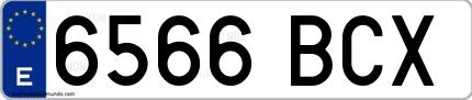 Ejemplo de matrícula española 6566 BCX