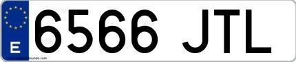 Ejemplo de matrícula española 6566 JTL