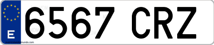 Ejemplo de matrícula de coche ordinaria 6567 CRZ