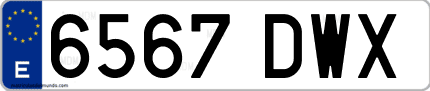 Ejemplo de matrícula de coche ordinaria 6567 DWX