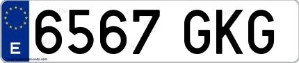 Ejemplo de matrícula española 6567 GKG