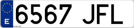 Ejemplo de matrícula de coche ordinaria 6567 JFL