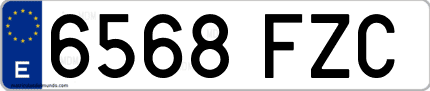 Ejemplo de matrícula de coche ordinaria 6568 FZC