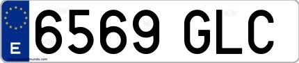 Ejemplo de matrícula española 6569 GLC
