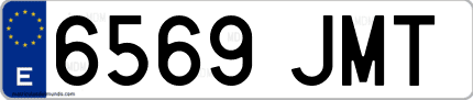 Ejemplo de matrícula de coche ordinaria 6569 JMT
