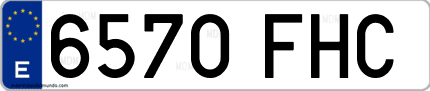 Ejemplo de matrícula de coche ordinaria 6570 FHC