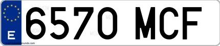 Ejemplo de matrícula española 6570 MCF