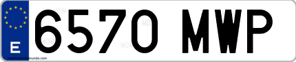 Ejemplo de matrícula de coche ordinaria 6570 MWP