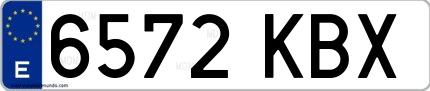 Ejemplo de matrícula española 6572 KBX