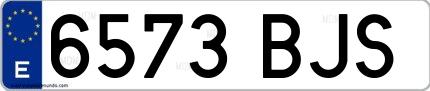 Ejemplo de matrícula española 6573 BJS