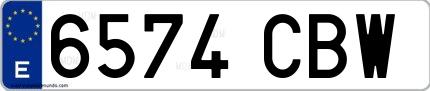 Ejemplo de matrícula española 6574 CBW