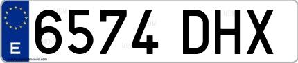 Ejemplo de matrícula española 6574 DHX