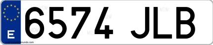 Ejemplo de matrícula española 6574 JLB