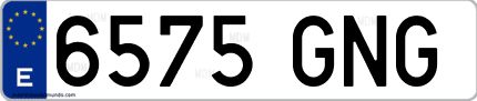 Ejemplo de matrícula de coche ordinaria 6575 GNG