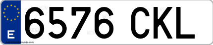Ejemplo de matrícula de coche ordinaria 6576 CKL