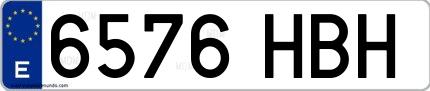 Ejemplo de matrícula española 6576 HBH