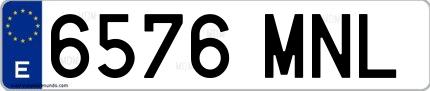 Ejemplo de matrícula española 6576 MNL