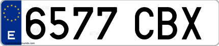 Ejemplo de matrícula de coche ordinaria 6577 CBX
