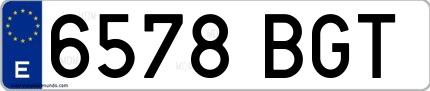 Ejemplo de matrícula española 6578 BGT