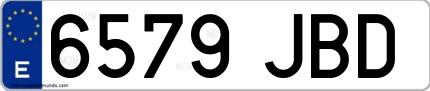Ejemplo de matrícula española 6579 JBD