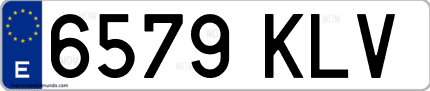 Ejemplo de matrícula de coche ordinaria 6579 KLV