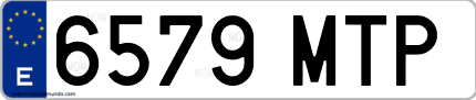 Ejemplo de matrícula de coche ordinaria 6579 MTP