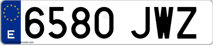Ejemplo de matrícula de coche ordinaria 6580 JWZ
