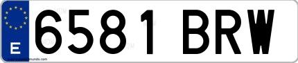 Ejemplo de matrícula española 6581 BRW