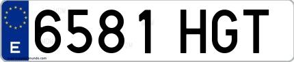 Ejemplo de matrícula española 6581 HGT