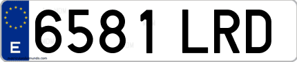 Ejemplo de matrícula de coche ordinaria 6581 LRD