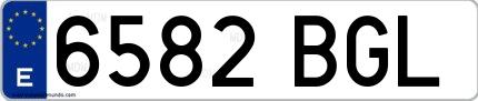 Ejemplo de matrícula española 6582 BGL
