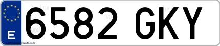 Ejemplo de matrícula española 6582 GKY