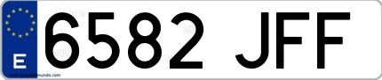 Ejemplo de matrícula española 6582 JFF