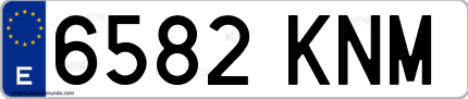 Ejemplo de matrícula de coche ordinaria 6582 KNM