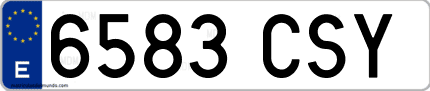 Ejemplo de matrícula de coche ordinaria 6583 CSY
