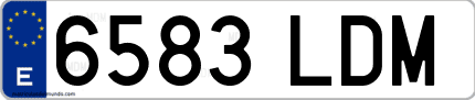 Ejemplo de matrícula de coche ordinaria 6583 LDM