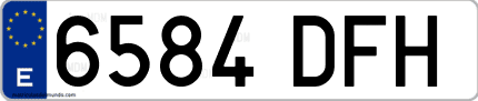 Ejemplo de matrícula de coche ordinaria 6584 DFH