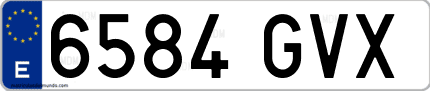 Ejemplo de matrícula de coche ordinaria 6584 GVX