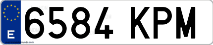 Ejemplo de matrícula de coche ordinaria 6584 KPM