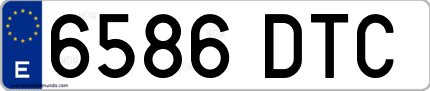 Ejemplo de matrícula de coche ordinaria 6586 DTC