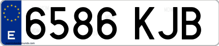Ejemplo de matrícula de coche ordinaria 6586 KJB