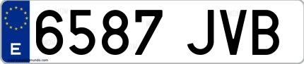 Ejemplo de matrícula española 6587 JVB