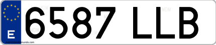 Ejemplo de matrícula de coche ordinaria 6587 LLB