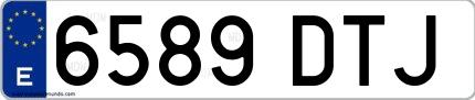 Ejemplo de matrícula española 6589 DTJ