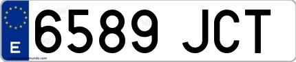 Ejemplo de matrícula española 6589 JCT